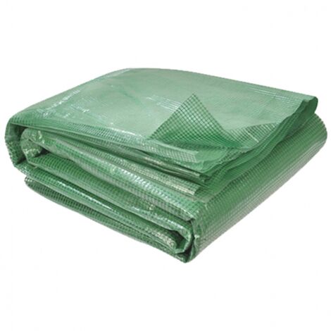 Idmarket – Bâche de rechange 130 g/m² pour serre tunnel 6m² verte – Traitement anti-UV – 2 fenêtres pour aération – Installation facile