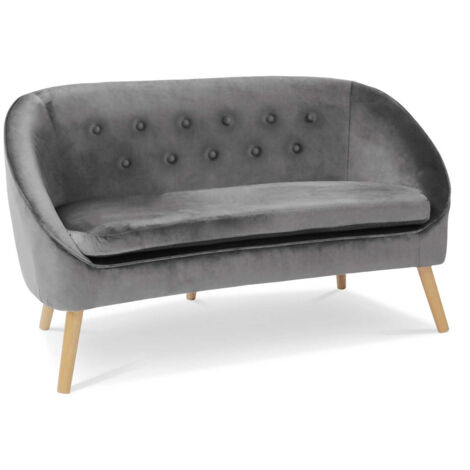 Idmarket – Canapé banquette velours gris 135 cm – Structure robuste en bois – Style rétro chic – Confort optimal pour salon