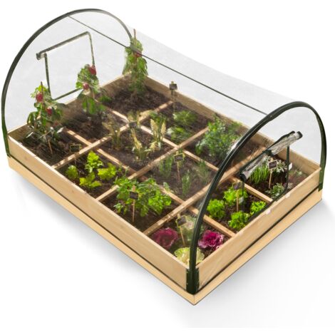 Idmarket – Carré potager sur pied 12 compartiments – Housse serre amovible – Structure acier peint – Dimensions L.115 x l.80 x H.54 cm