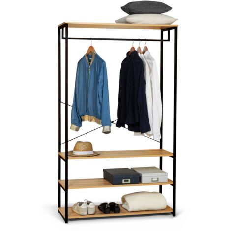 Idmarket – Dressing large 100 cm – Structure en métal noir – Dimensions 100x40x167 cm – Rangement vêtements et accessoires
