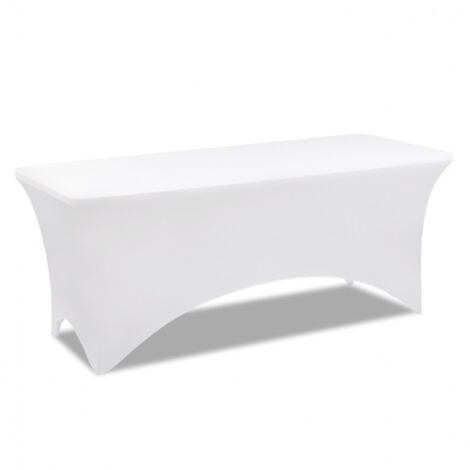 Idmarket – Housse extensible blanche pour table pliante rectangulaire jusqu'à 180 cm – Tissu polyester 165 gr/m² – Lavable en machine