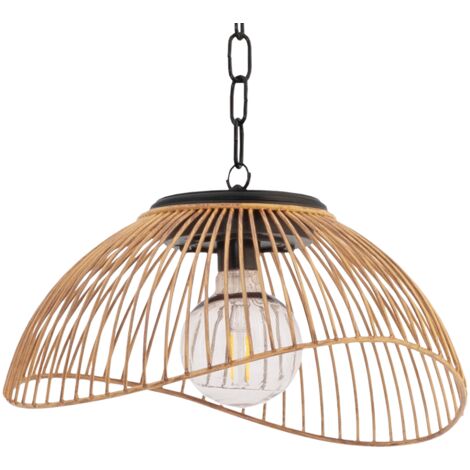 Idmarket – Lampe solaire extérieure SYDNEY – Suspension en métal effet rotin – Ampoule blanc chaud – Autonomie 8 heures – Résistante aux projections d'eau