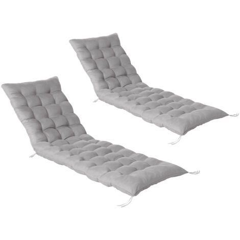 Idmarket – Lot de 2 coussins bain de soleil 180 x 52 cm – Épaisseur 10 cm – Revêtement 100% polyester – Fixation par 4 attaches