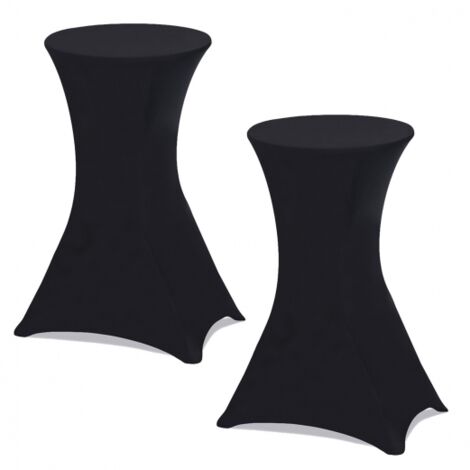 Idmarket – Lot de 2 housses noires pour tables hautes 105 CM – Lavables en machine – Ajustement parfait – 90 % polyester, 10 % élasthanne