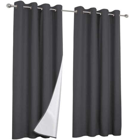 IDMARKET Lot de 2 rideaux thermiques gris anthracite