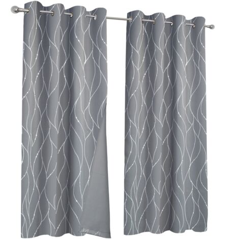 IDMARKET Lot de 2 rideaux thermiques gris anthracite motif courbe
