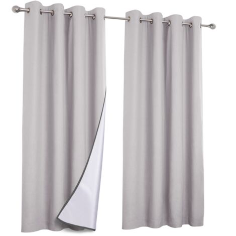 IDMARKET Lot de 2 rideaux thermiques gris clair