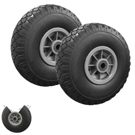 Idmarket – Lot de 2 roues increvables 250mm – Alésage 16mm – Bandage en polyuréthane – Capacité de charge 130kg – Compatible diables et chariots