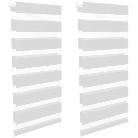Idmarket – Lot de 2 stores enrouleurs zébrés jour nuit 40 x 170 cm – Fixation murale ou suspension – Taux d'ombrage 50-60% – Accessoires inclus