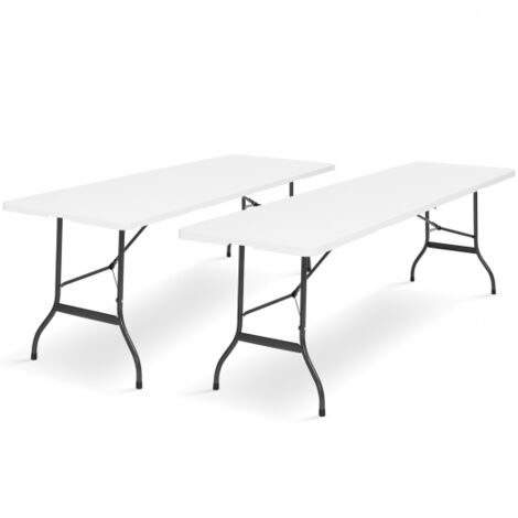 Idmarket – Lot de 2 tables pliantes 180 cm – Capacité 16 personnes – Plateau en polyéthylène renforcé – Structure en acier pliable