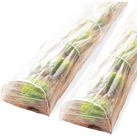 Idmarket – Lot de 2 tunnels de forçage accordéon 4M – Dimensions 400x60 cm – Bâche polyéthylène 0.6 mm – Protection contre le froid et nuisibles
