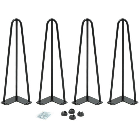 Idmarket – Lot de 4 pieds épingle 40,5 cm en acier laminé – Design industriel moderne – Plaque de fixation incluse – Support jusqu'à 50 kg
