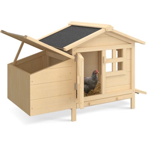 Idmarket – Poulailler sur pilotis en bois de pin canadien – Capacité 2 à 3 poules – Dimensions 99x55x66 cm – Toit waterproof bitumé – Échelle d'accès incluse