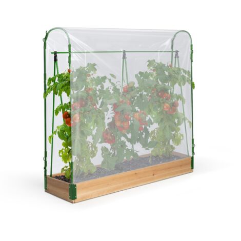 Idmarket – Serre à tomates 120x30x120 cm – Kit complet avec bâche en PE et 3 tuteurs – Pour microclimat optimal et croissance rapide