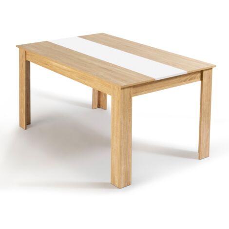 Idmarket – Table de salle à manger rectangle 6 personnes – Imitation hêtre et blanche – Dimensions 140 x 90 cm – Design moderne et fonctionnel