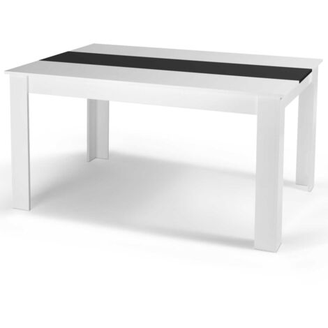 Idmarket – Table de salle à manger rectangle 6 personnes – MDF laqué noir et blanc – 140 x 90 cm – Design moderne et chic