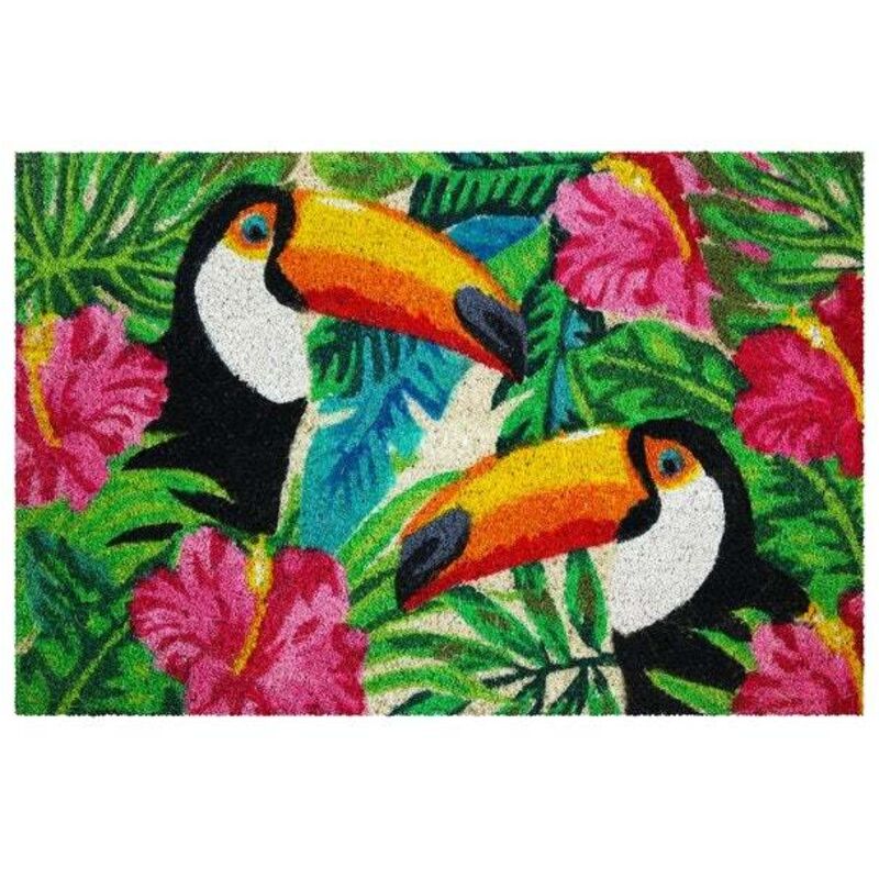 Tapis coco blanchi toucans / pvc 40x60 cm - Idmat