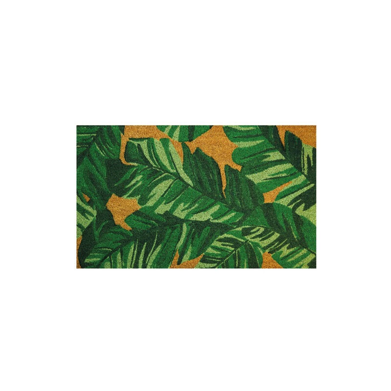 Idmat - Tapis coco naturel feuilles 45x75cm