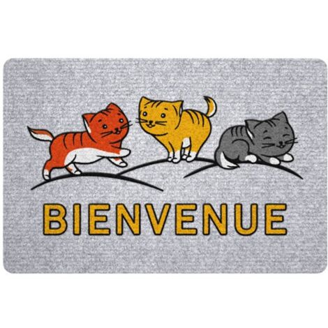 idmat Tapis d'entrée Bienvenue gris 40x60 cm