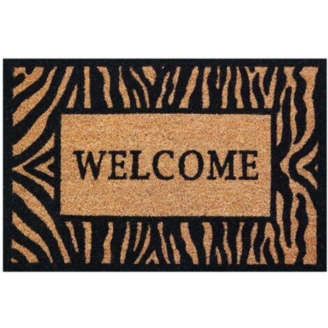 idmat welcome zèbre tapis coco naturel 40x60 cm