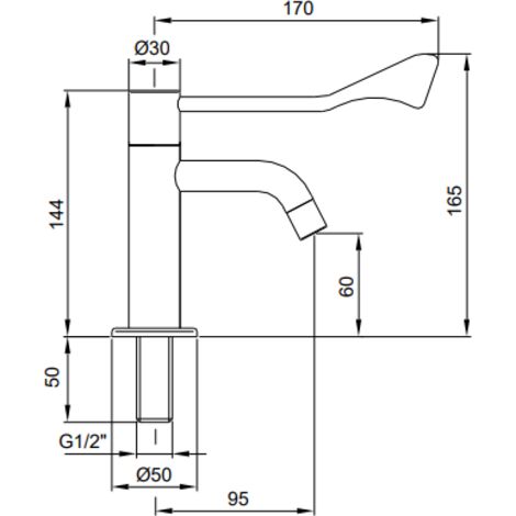 Idral 02150 Minimal-Waschtischarmatur mit klinischem Hebel  Verchromt - Messing