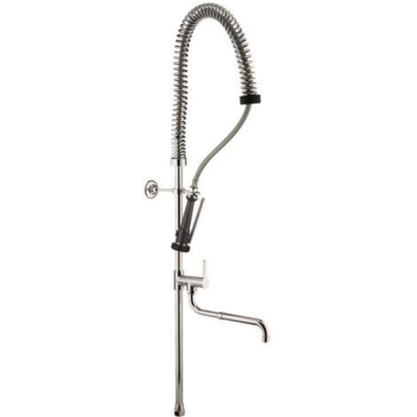 Idral – Douche lave-vaisselle prélavée 9420 H1200mm – Robinet demi-tube chromé en laiton – Installation sur robinets ou mitigeurs