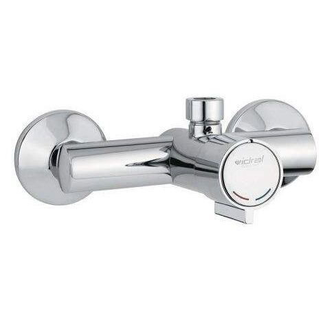 Idral Einhand-Selbstschlußmischer für Dusche, Wandmontage serie MINIMAL 08132 | glänzend verchromt