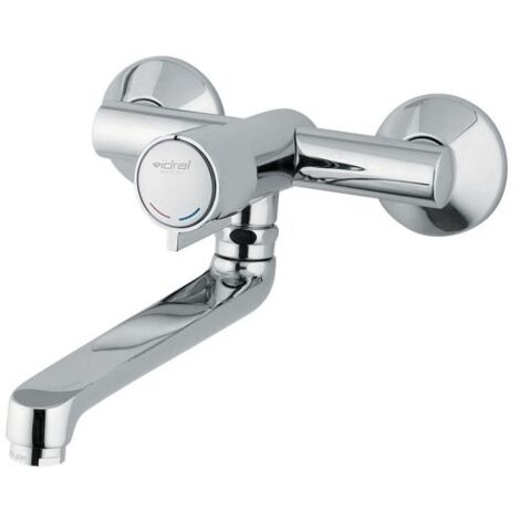 Idral Einhand-Selbstschlußmischer für Waschtisch serie MINIMAL für Zweiloch-Wandmontage mit schwenkbarem Auslauf 200 mm 08135