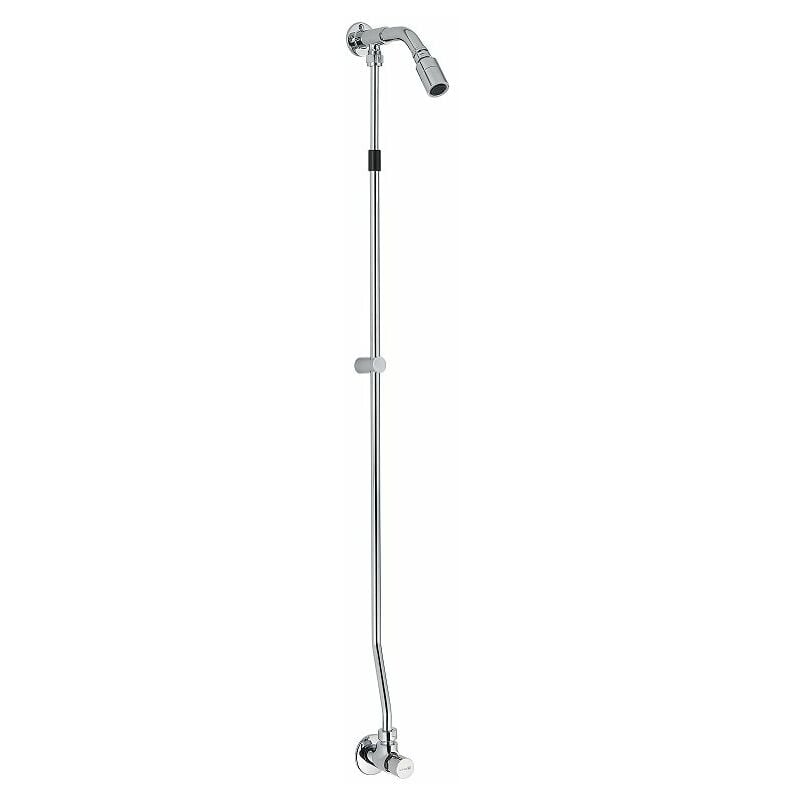 Robinet de douche externe temporisé mural moderne avec pomme de douche Idral KSA20/31 Chromé - Laiton
