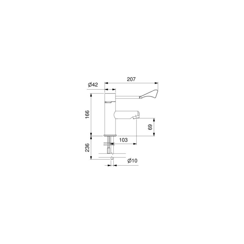 Miscelatore progressivo per lavabo con leva clinica. Idral 02058 Cromato - Ottone