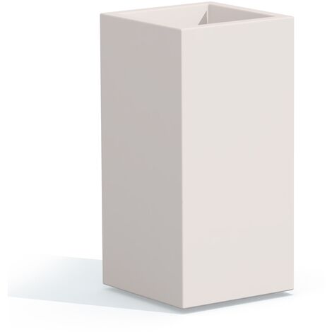 Idralite – Vase cube top blanc en polyéthylène sablé – Dimensions L40xP40xH80 cm – Capacité intérieure 20L – Pour compositions florales intérieures et extérieures