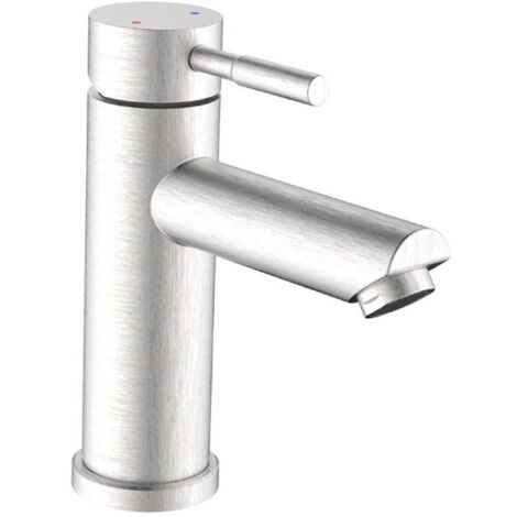 Idro Bric Antea Miscelatore monocomando per lavabo con leva in acciaio SS304 Piletta click-clack in abs Acciaio spazzolato IBSCARUB1139AC