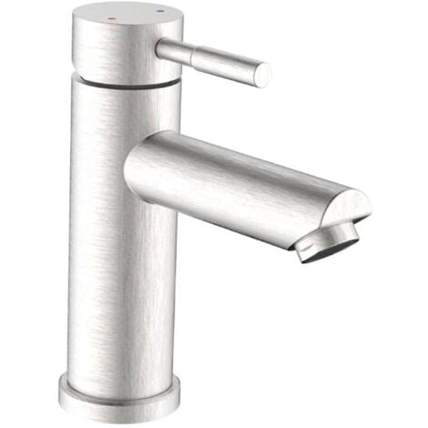 Idro Bric Antea Miscelatore monocomando per lavabo con leva in acciaio SS304 Piletta click-clack in abs Acciaio spazzolato IBSCARUB1139AC