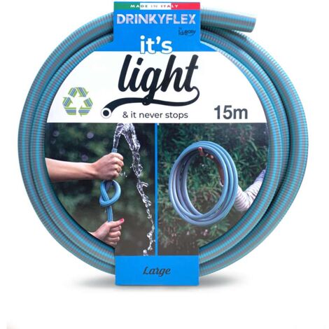 Idroeasy Armadillo Drinky Flex 15 Metri, Tubo da Giardino,Tubo Acqua Giardino Atossico Super Leggero, Canna Irrigazione Anti Nodo e Anti Torsione Made in Italy