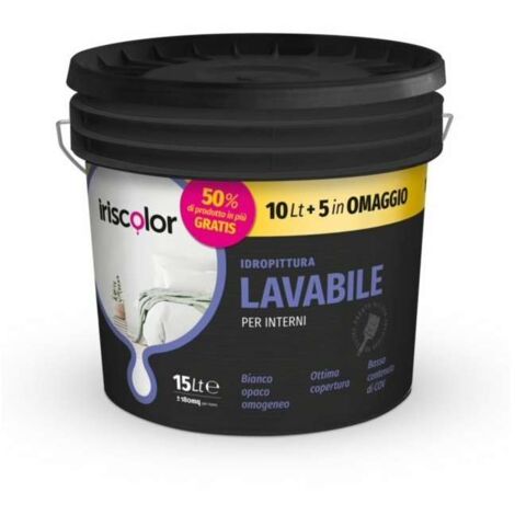 Idropittura Lavabile Bianca 10+5 l Iriscolor
