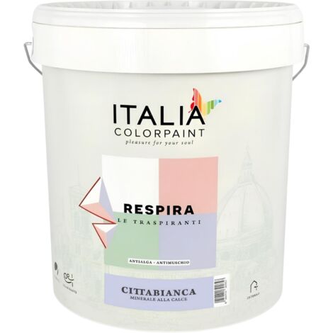 Idropittura minerale calce traspirante vari formati bianca respira cittabianca formato 13 lt - confezione 1