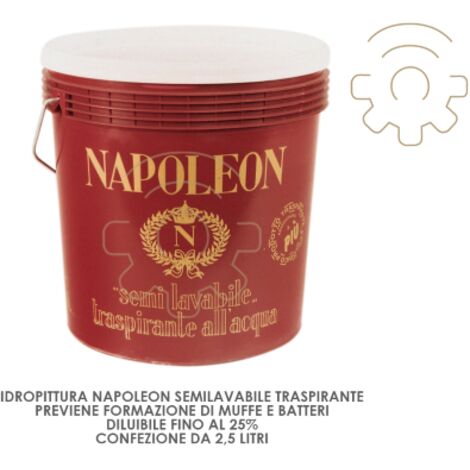 Idropittura napoleon 2,5lt. semilavabile,traspirante,antibatterica,bianco - Salone