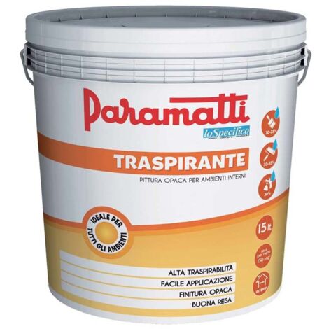 Idropittura traspirante diluibile, colore bianco, 15 lt