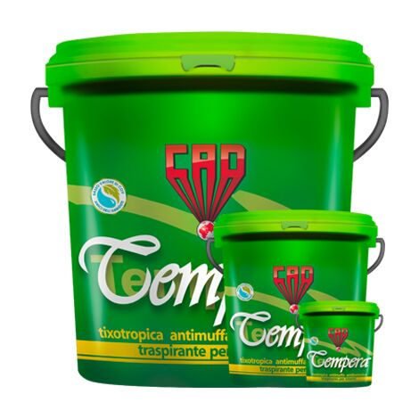 Idropittura Traspirante Tempera CAD bianca per interni antimuffa battericida - da 2,5 L
