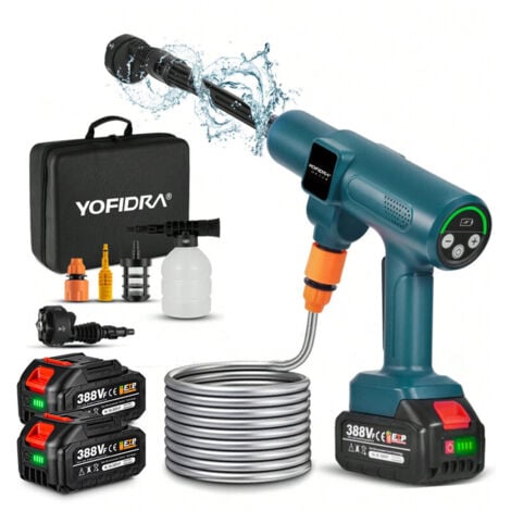 Idropulitrice a batteria 100 bar, portata max 4,1 L/min, Ugello Multifunzione 6 in 1, Idropulitrice portatile - con 2 batterie e accessori