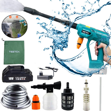 Idropulitrice a pressione senza fili Pistola ad acqua spray Detergente per autolavaggio a getto per impieghi gravosi,con 1 batteria da 3,0 A e caricabatterie rapido,Compatibile con la batteria Makita
