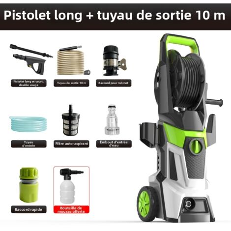 Idropulitrice ad alta pressione, idropulitrice portatile ad alta pressione, 1800 W / 140 bar / 7 l/min, per auto, casa, patio, giardino, verde