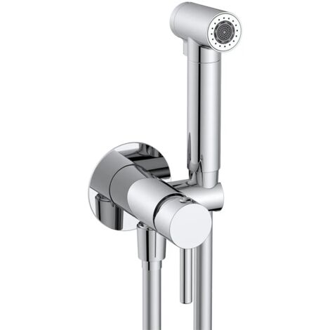 Idroscopino per wc e bidet cromo tondo con miscelatore e flex da 120 cm