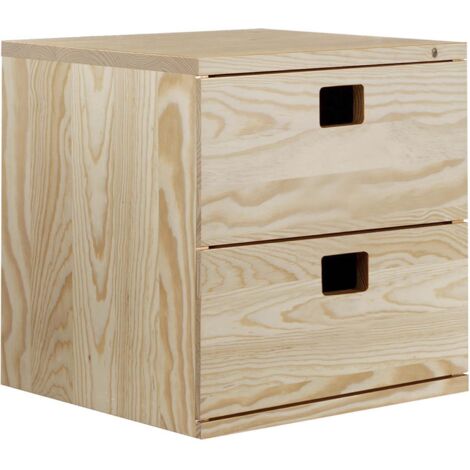 Idroweb – Bloc de rangement dinamic en pin massif brut 36,2x36,2x33 cm – Meuble esthétique pour chambre et bureau – Prêt à peindre ou vernir