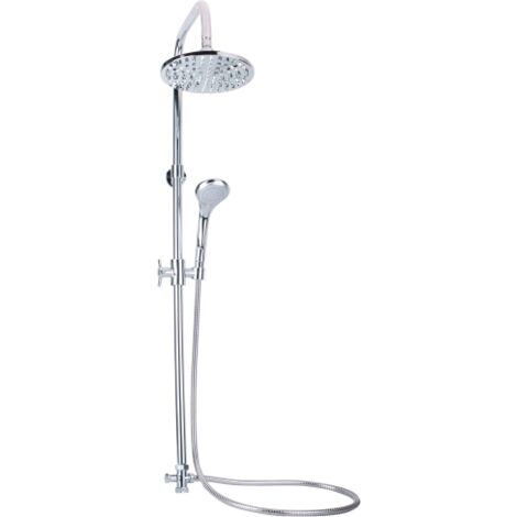 Idroweb – Colonne de douche Duo rail coulissant – Pommeau fixe avec jets hauts et bas – Finition métal – Longueur flexible 150cm - LX-4001