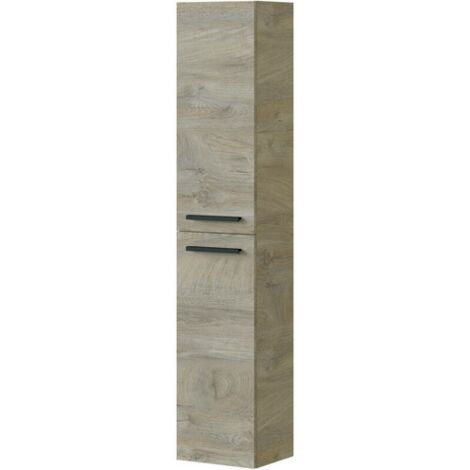 Idroweb – Colonne de salle de bain suspendue 30x150 cm en mélaminé blanc brillant – 2 portes – 2 étagères réglables – Charnières métalliques