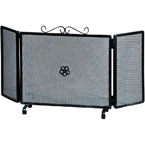 Idroweb – Pare-feu cheminée 3 portes torsadées en fer – Dimensions 90x50cm – Pour cheminées traditionnelles – Design élégant et fonctionnel