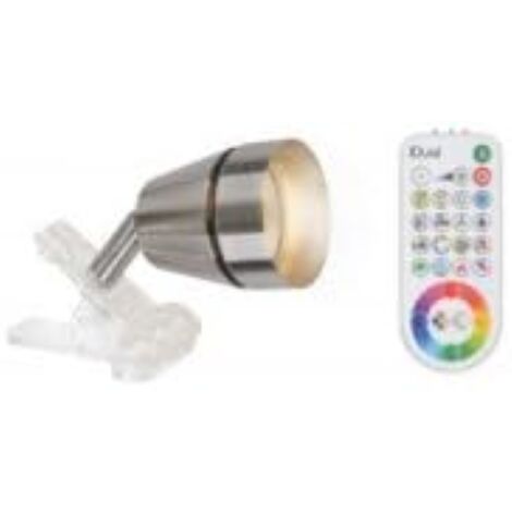 iDual JE2410791 Ivory Clip Spot LED, Acciaio/Plastica, Nichel Spazzolato [Classe di efficienza energetica A]