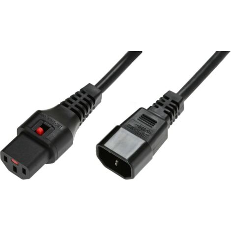 IEC Lock PC1021 - Câble (2 m, connecteur mâle/connecteur femelle, coupleur C14, coupleur C13, H05VV-F, noir)