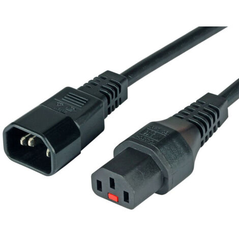 IEC Lock PC1021 - Cavo (2 m, connettore maschio/connettore femmina, accoppiatore C14, accoppiatore C13, H05VV-F, nero)